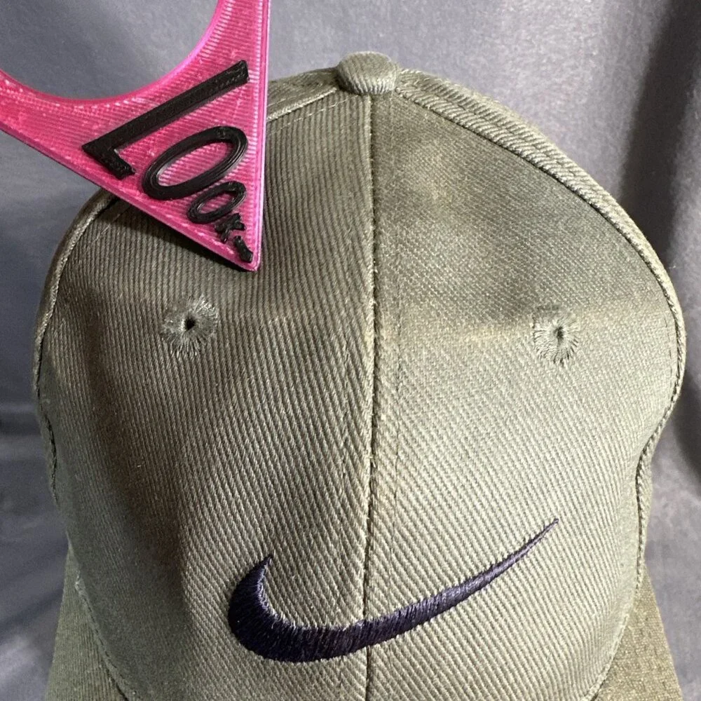 Vintage Nike Snapback Hat Olive Green Black Swoosh 90s Taiwan Adjustable Cap HTF